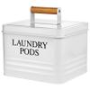 Calindiana Modern Farmhouse Metal Laundry Pods Holder Container with Lid for Laundry Room Decor and Accessories and Space Saving Organization and Storage, Holds 81 Laundry Pods, White