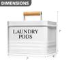 Calindiana Modern Farmhouse Metal Laundry Pods Holder Container with Lid for Laundry Room Decor and Accessories and Space Saving Organization and Storage, Holds 81 Laundry Pods, White view 3