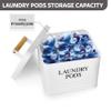 Calindiana Modern Farmhouse Metal Laundry Pods Holder Container with Lid for Laundry Room Decor and Accessories and Space Saving Organization and Storage, Holds 81 Laundry Pods, White view 4