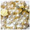 Rosary Beads Chaplet White Natural Pearl Rosery Cross Catholic gifts view 3