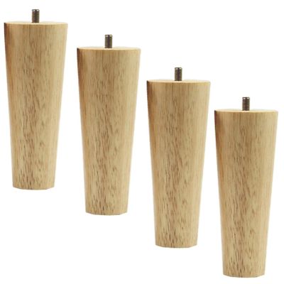 LUOFDCLDDD Furniture LegsSolid Wood,Rubber Wood Straight Cone Sofa Feet,Wooden Replacement Coffee Table Leg,Modern Nordicniture Replacement Legs,M8 Threaded Rod,Set of 4,Wood Color/12Cm