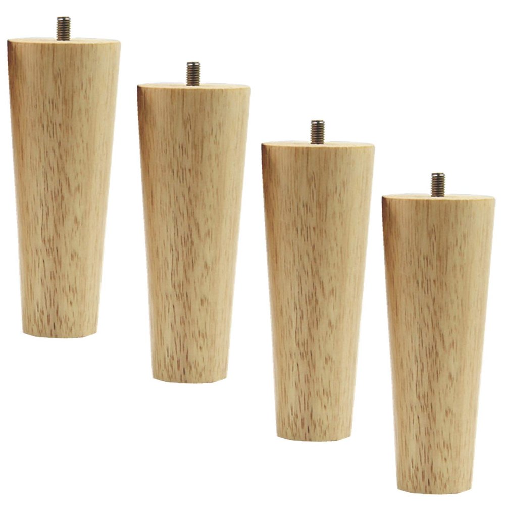 LUOFDCLDDD Furniture LegsSolid Wood,Rubber Wood Straight Cone Sofa Feet,Wooden Replacement Coffee Table Leg,Modern Nordicniture Replacement Legs,M8 Threaded Rod,Set of 4,Wood Color/12Cm