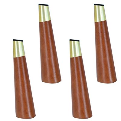 LUOFDCLDDD Furniture LegsPack of 4 Wood,Solid Wood DIY Sofa Legs,Tv Cabinet Legs with Gold Brass Base,Kitchen Feet,for Couch,Ottoman,Desk,Coffee Tables,Walnut,with Mounting Plate and Screws/Slanted/