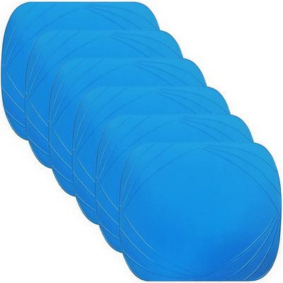 Deluxe Vinyl Placemat Set of 6 Decoration Colors Non-Slip Wipeable 12 by 18 inch (Blue)