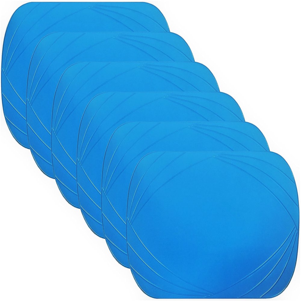 Deluxe Vinyl Placemat Set of 6 Decoration Colors Non-Slip Wipeable 12 by 18 inch (Blue)