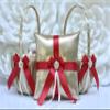 One Ring Pillow and Two Flower Girl Baskets in Gold and Red Color view 1