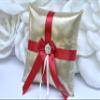 Ring Bearer Pillow ONLY in Gold and Red Color, Wedding Ring Pillow view 1