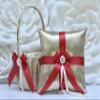 Alex Emotions Flower Girl Basket and Ring Bearer Pillow Set in Gold and Red Color view 1