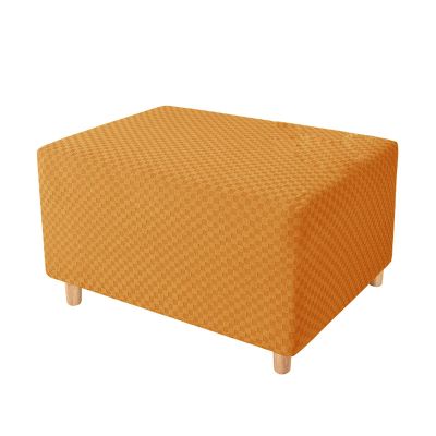 Aliuciku Ottoman Stool Cover, Jacquard Footstool Furniture Protector Covers Footrest Chair Slipcover (Color : Orange, Size : S(21~31in))