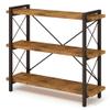 HCHQHS Bookshelf, 3-Tier Industrial Bookcase, Rustic Open Book Shelf, Wood and Metal Horizontal Bookshelves view 1