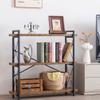 HCHQHS Bookshelf, 3-Tier Industrial Bookcase, Rustic Open Book Shelf, Wood and Metal Horizontal Bookshelves view 2