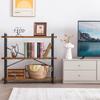 HCHQHS Bookshelf, 3-Tier Industrial Bookcase, Rustic Open Book Shelf, Wood and Metal Horizontal Bookshelves view 4