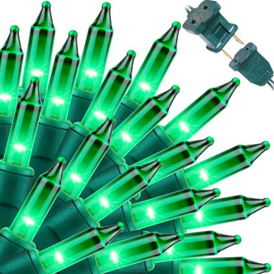 LAMPHOME Halloween String Lights, Extendable Green Christmas Lights Decoration 100 mini Lights 19.6ft UL Certified Mini Bulb St. Patrick's Day String Lights Set for Outdoor Christmas Tree Decor