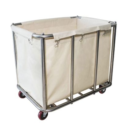Laundry Cart Commercial,11.35 Bushel Large Industrial Rolling Laundry Hamper with 4 Inch Wheels,Home Heavy Duty Laundry Baskets with Stainless Steel Frame, 260 LBS Load