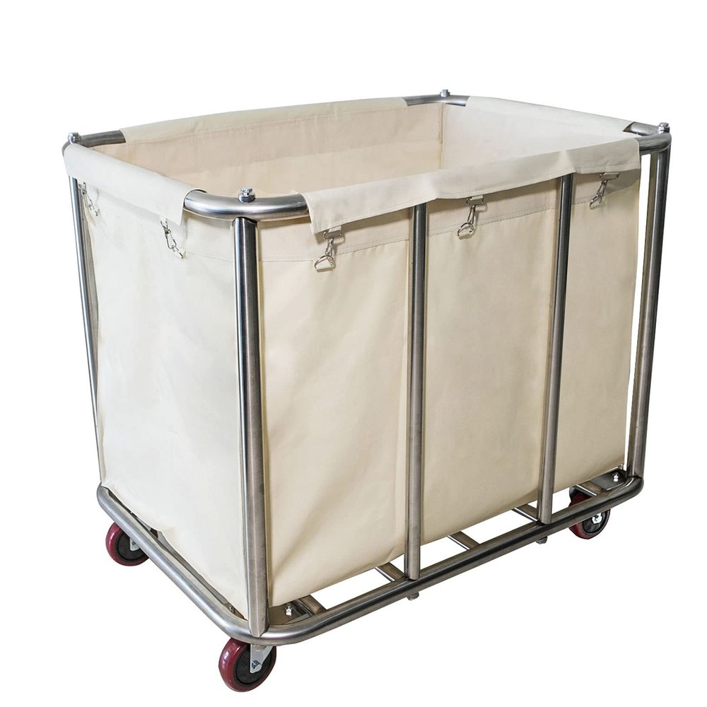 Laundry Cart Commercial,11.35 Bushel Large Industrial Rolling Laundry Hamper with 4 Inch Wheels,Home Heavy Duty Laundry Baskets with Stainless Steel Frame, 260 LBS Load
