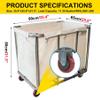Laundry Cart Commercial,11.35 Bushel Large Industrial Rolling Laundry Hamper with 4 Inch Wheels,Home Heavy Duty Laundry Baskets with Stainless Steel Frame, 260 LBS Load view 2