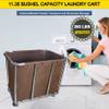 Commercial Laundry Cart with Wheels, Large Industrial Rolling Laundry Basket,Stainless Steel Heavy Duty Commercial Laundry Hamper with Waterproof Lning,Utility Cart, 260 LBS Load,11.35 Bushel view 3