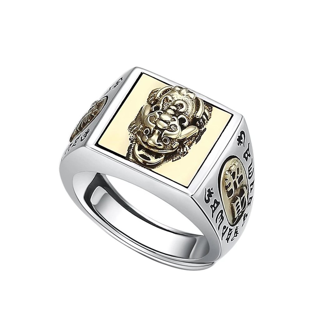 JUNTEN 925 Sterling Silver Feng Shui PIXIU Rings Lucky Wealth Ring for Men Women Adjustable Open