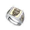 JUNTEN 925 Sterling Silver Feng Shui PIXIU Rings Lucky Wealth Ring for Men Women Adjustable Open view 1