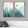 SIGNWIN Framed Canvas Print Wall Art Set Green Watercolor Pastel Mountain Landscape Nature Wilderness Illustrations Modern Art Scenic Colorful for Living Room, Bedroom, Office - 24"x36"x2 Natural view 2