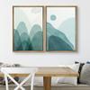 SIGNWIN Framed Canvas Print Wall Art Set Green Watercolor Pastel Mountain Landscape Nature Wilderness Illustrations Modern Art Scenic Colorful for Living Room, Bedroom, Office - 24"x36"x2 Natural view 3