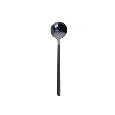 Small Soup Spoon Creative Metal Coffee Spoon Stainless Steel Dessert Small Round Spoon Golden Stirring Spoon Spoon Family Use Soup Spoon Spoon 4 pieces Coffee Spoon (Color : Black)