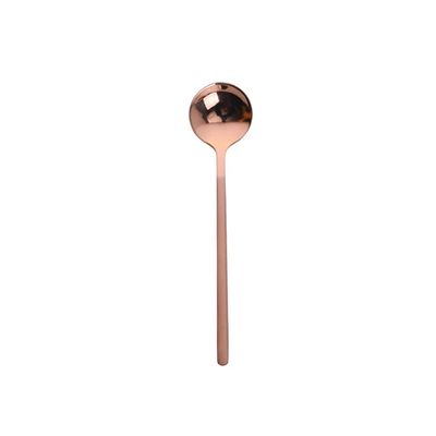 Small Soup Spoon Creative Metal Coffee Spoon Stainless Steel Dessert Small Round Spoon Golden Stirring Spoon Spoon Family Use Soup Spoon Spoon 4 pieces Coffee Spoon (Color : Pink)