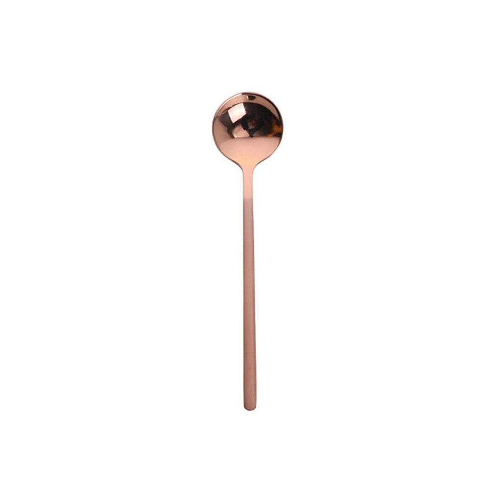 Small Soup Spoon Creative Metal Coffee Spoon Stainless Steel Dessert Small Round Spoon Golden Stirring Spoon Spoon Family Use Soup Spoon Spoon 4 pieces Coffee Spoon (Color : Pink)