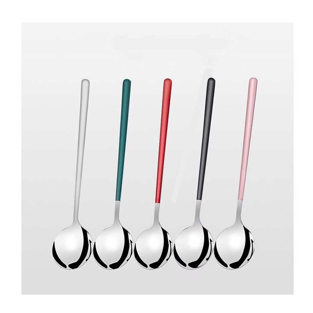 Small Soup Spoon Coffee Stirring Spoon Soup Spoons Stainless Steel Teaspoonn Eating Spoon Spion Cake Dessert Uppoon 5pieces Coffee Spoon (Color : A, Size : 5 pieces)