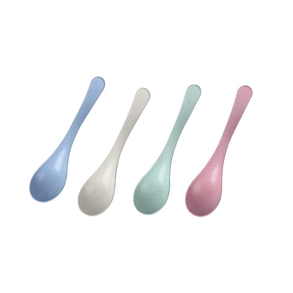 Small Soup Spoon Coffee Stirring Spoon PP Material Spoon Friend Gift Spoon Spoon Cake Dessert Spoon Coffee Spoon (Color : Blue, Size : 4 Pieces)