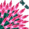 LAMPHOME Pink Christmas String Lights, 100 Count 19.6 FT Mini Valentine's Lights, Waterproof Pink Lights for Indoor Valentine's Day Garland Wedding Party Festival Xmas Tree Decoration view 1