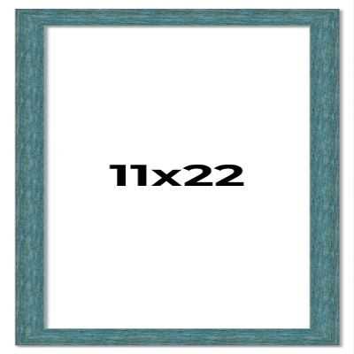11x22 Frame Blue Rustic Barnwood Solid Wood Picture Frame Width 1.25 Inches | Interior Depth 0.5 Inches | Gustav Blue Frame Complete with UV Acrylic, Foam Board Backing & Hanging Hardware