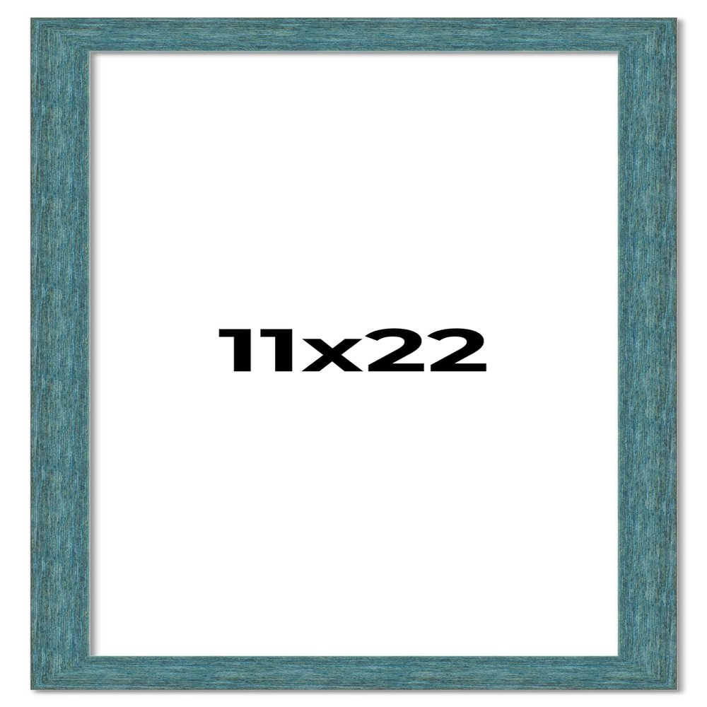 11x22 Frame Blue Rustic Barnwood Solid Wood Picture Frame Width 1.25 Inches | Interior Depth 0.5 Inches | Gustav Blue Frame Complete with UV Acrylic, Foam Board Backing & Hanging Hardware