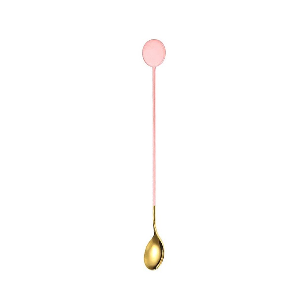 Small Soup Spoon Long Handle Dessert Spoon Spoon Coffee Cereal Mixing Spoon Drinking Soup Spoon Spoon Coffee Spoon (Color : Pink, Size : 4 Pieces)