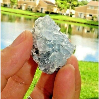 2 Pcs Celestite Crystal Druzy Cluster Sky Blue Geode Mineral 1-2inch