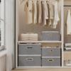 Yawinhe Fabric Storage Bins with Handles, Foldable Baskets for Shelves, Cubes with 3 Handles, Large Boxes for Clothes, Grey, 16.9''Lx11.8''Wx10.2''H, 6-Pack view 3