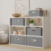 Yawinhe Fabric Storage Bins with Handles, Foldable Baskets for Shelves, Cubes with 3 Handles, Large Boxes for Clothes, Grey, 16.9''Lx11.8''Wx10.2''H, 6-Pack view 4