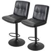 Aodrova Bar Stools Set of 2, Modern PU Leather Barstools Height Adjustable from 22" to 29",Bar Stool with Double Layer Thickened Cushion for Kitchen Counter Black view 1