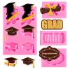 Whaline 4 Pack Graduation Mini Fondant Molds Silicone Cap Diploma mould Congrats Grad Congratulations Candy Chocolate Mould for Party Soap Jelly Cake Cupcake Topper Decoration view 1