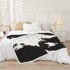 Abstract Cow Fur Throw Blanket White Black Brown Cowhide Print Bed Blanket for Kids Boys Teens, Farmhouse Cow Print Fuzzy Blanket Animal Skin Print Blanket for Couch Sofa, Throw Size (50 x 60 Inches) view 2