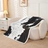 Abstract Cow Fur Throw Blanket White Black Brown Cowhide Print Bed Blanket for Kids Boys Teens, Farmhouse Cow Print Fuzzy Blanket Animal Skin Print Blanket for Couch Sofa, Throw Size (50 x 60 Inches) view 3