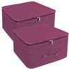 2 Pack Nylon Wardrobe Bag Underbed Moisture Proof Cloth Storage Organiser with Zippered Closure & Handle (Magenta, 38x35.5x25.4 cm) Square By Tradebulk view 1