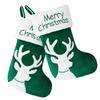 BRAWARM Velvet Christmas Stockings 2 Pack - Green Reindeer Embroidered view 1