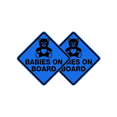 Vesvory 2pcs Baby Bear On Board Sticker for Cars Reflective Baby On Board Sign Kids On Board Car Safety Warning Sticker Decal for Car Trucks Laptops Baby On Board Decal (Blue)