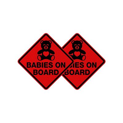 Vesvory 2pcs Baby Bear On Board Sticker for Cars Reflective Baby On Board Sign Kids On Board Car Safety Warning Sticker Decal for Car Trucks Laptops Baby On Board Decal (Red)