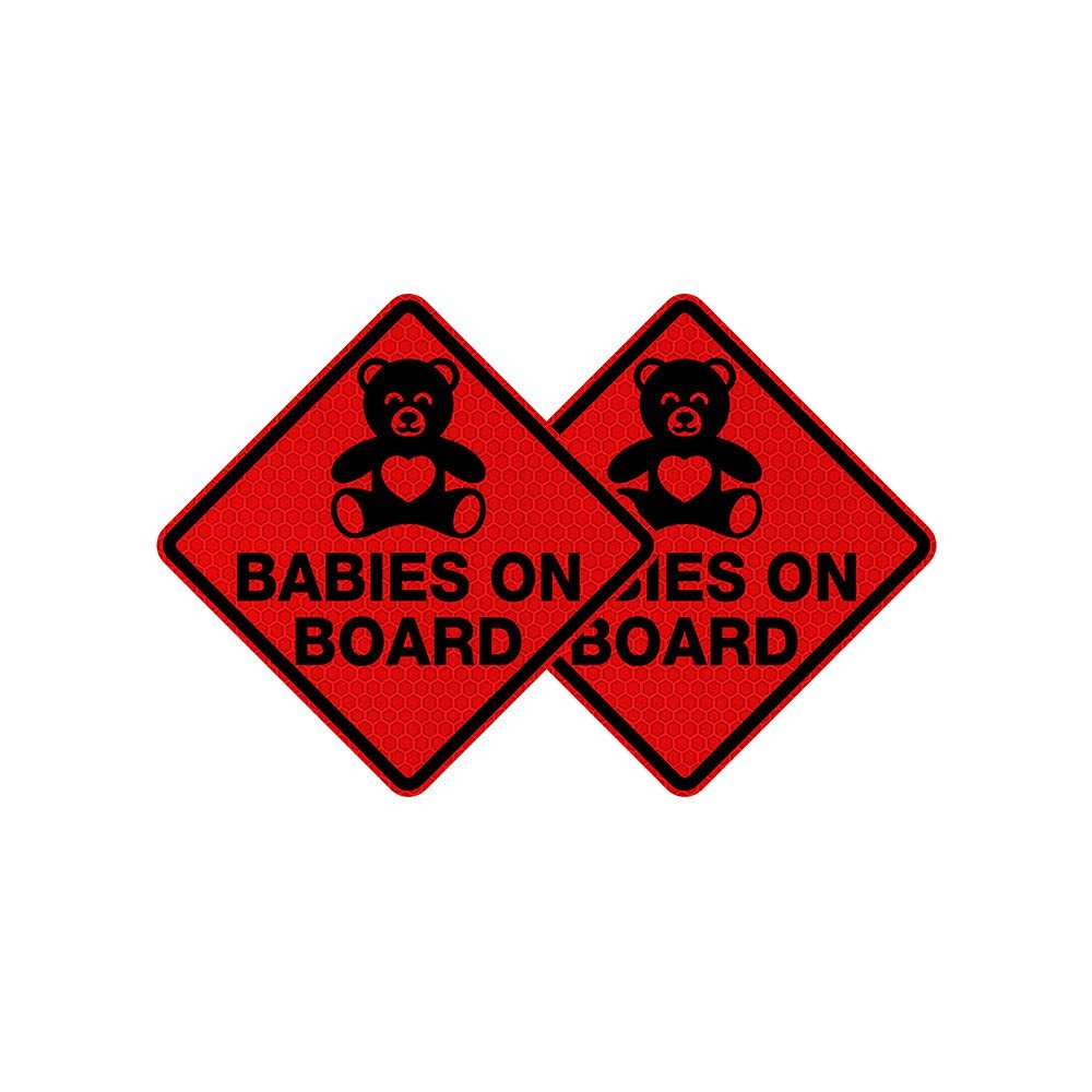 Vesvory 2pcs Baby Bear On Board Sticker for Cars Reflective Baby On Board Sign Kids On Board Car Safety Warning Sticker Decal for Car Trucks Laptops Baby On Board Decal (Red)