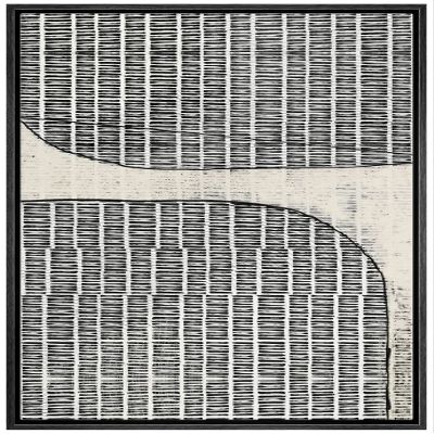 IDEA4WALL Framed Canvas Print Wall Art Alternative Grunge Black Polygon Collage Abstract Shapes Illustrations Modern Art Contemporary Relax/Calm for Living Room, Bedroom, Office - 16"x24" Black