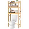 Homykic Over The Toilet Storage, 3-Tier Bamboo Bathroom Shelf with 3 Hooks, Above Toilet Organizer Rack Freestanding for Small Space, Restroom, Laundry, Easy Assembly, Natural view 1