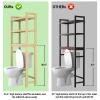 Homykic Over The Toilet Storage, 3-Tier Bamboo Bathroom Shelf with 3 Hooks, Above Toilet Organizer Rack Freestanding for Small Space, Restroom, Laundry, Easy Assembly, Natural view 3