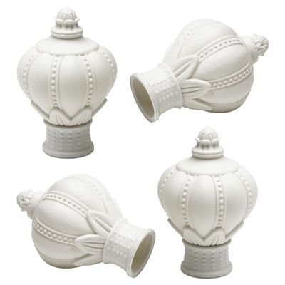 Aicosineg Curtain Rod Cap Finials Plastic Vintage for 26-27mm/1.02-1.06inch Dia Rod Creamy-White 100mm/3.93inch Height 4Pcs